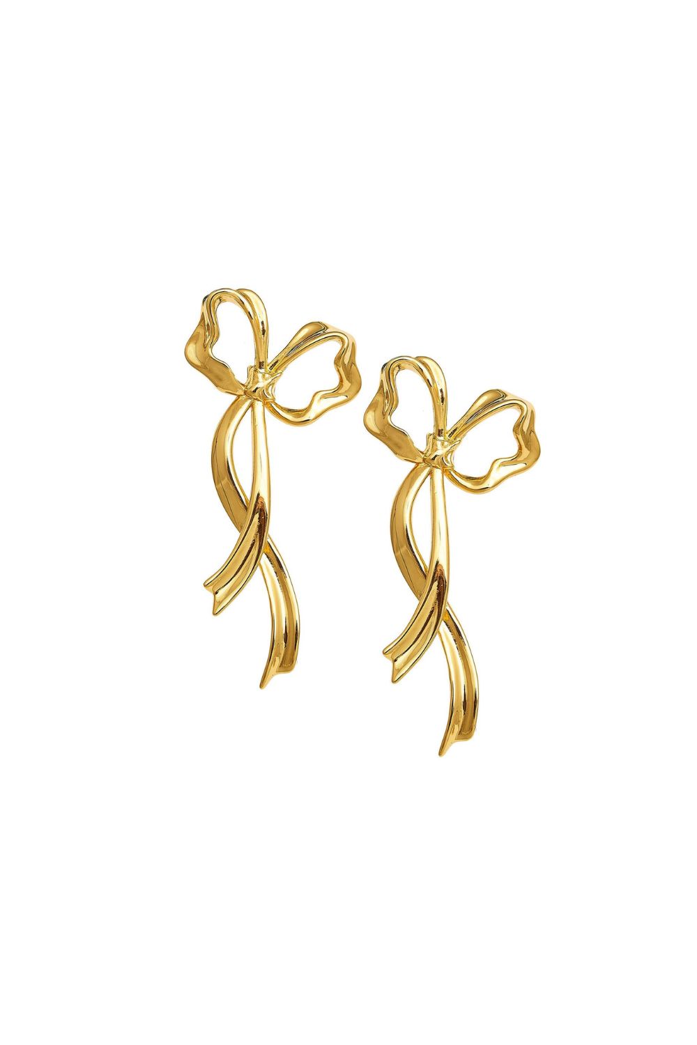 Gold bow earring