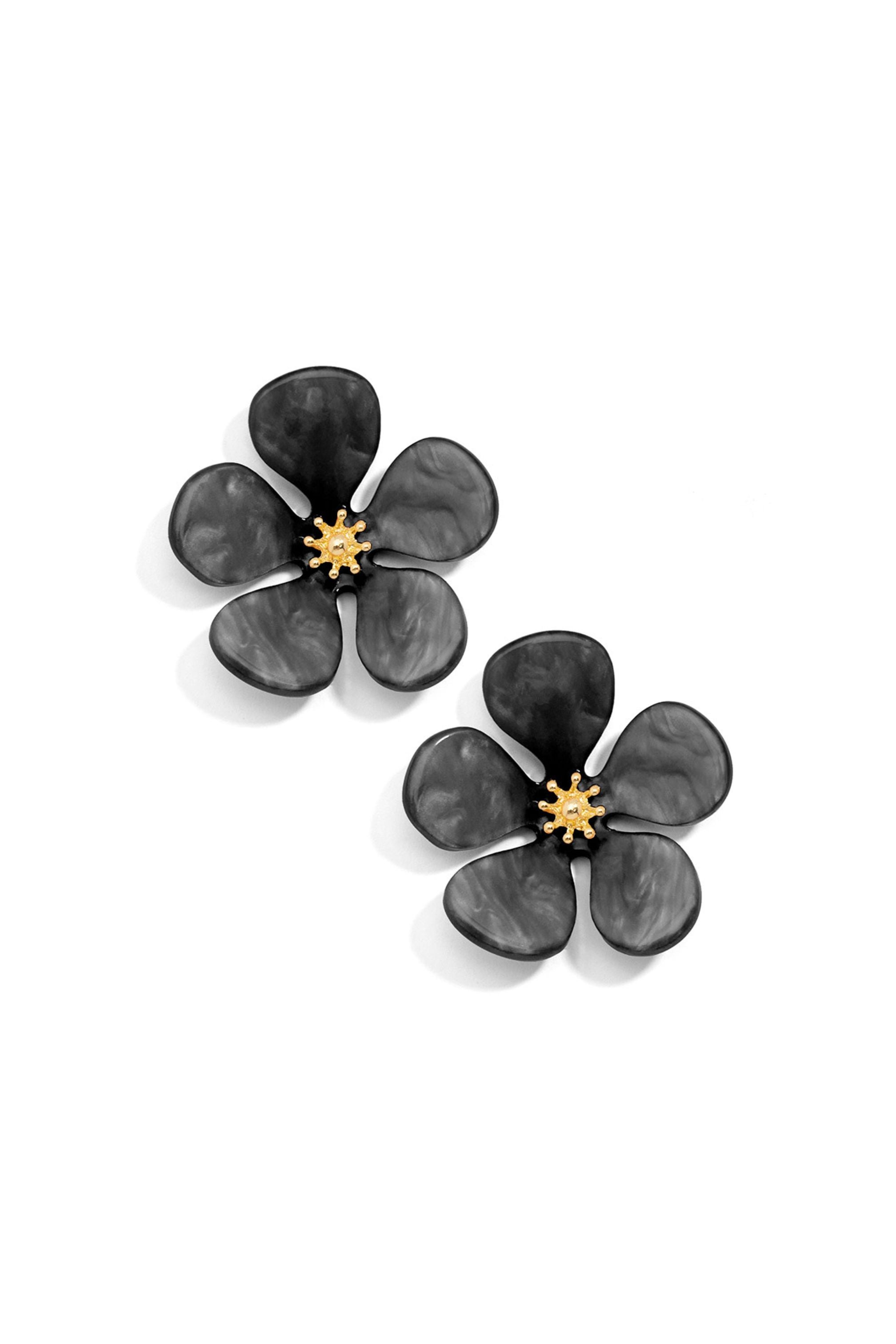Black flower earrings