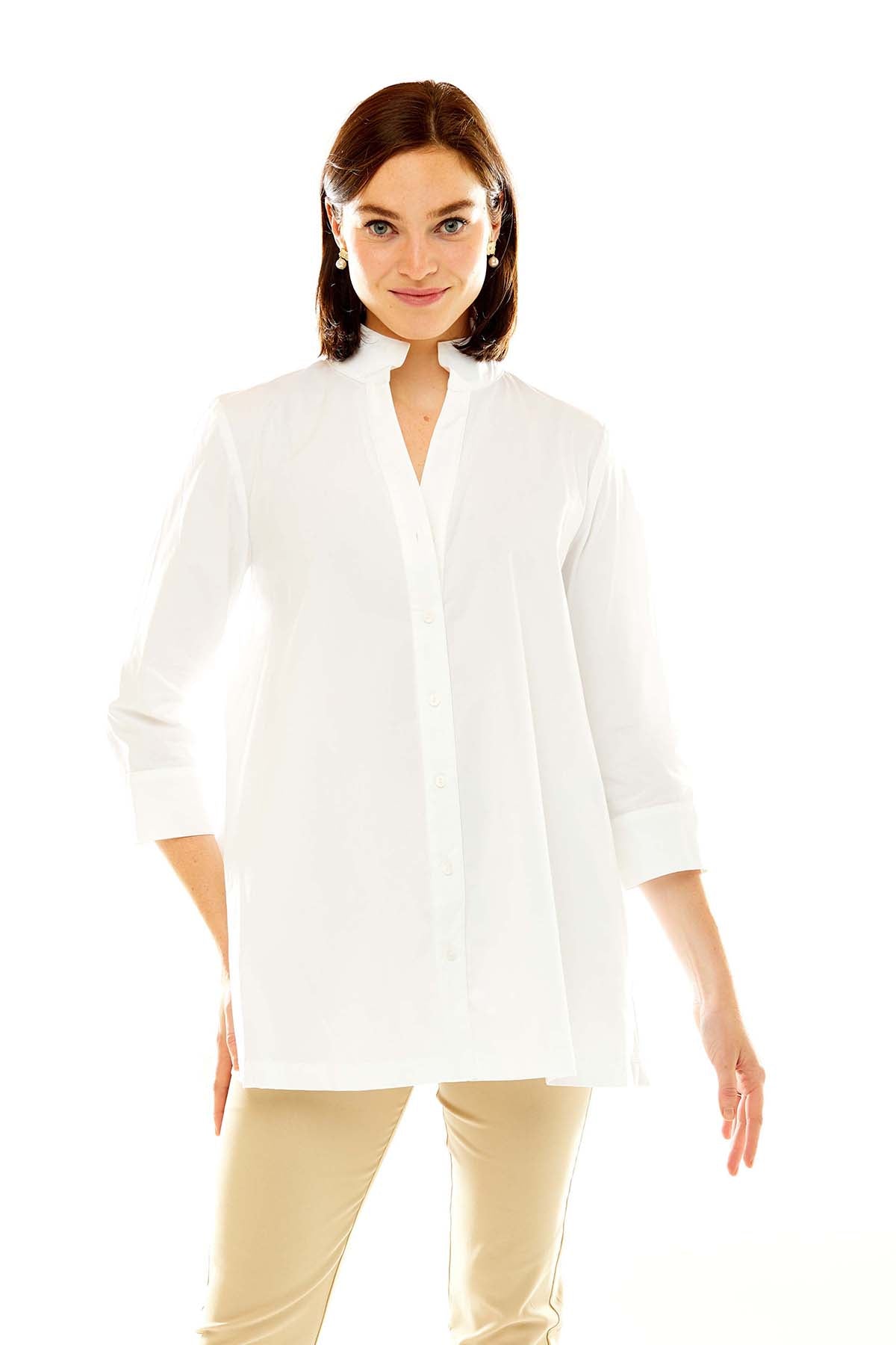 Woman in white tunic